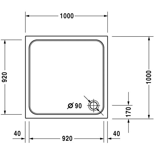 Immagine di Duravit D-CODE piatto doccia quadrato 100 cm, colore bianco 720103000000000
