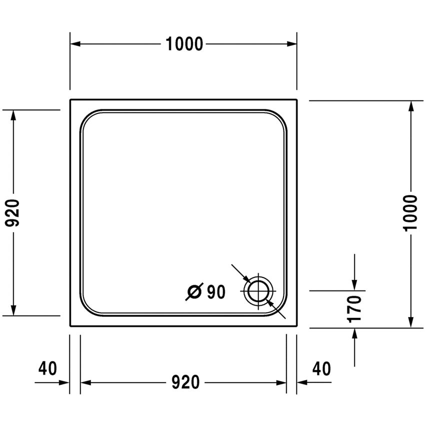 Immagine di Duravit D-CODE piatto doccia quadrato 100 cm, colore bianco 720103000000000