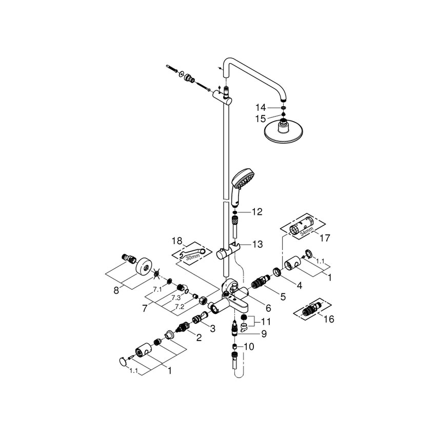 Immagine di Grohe Tempesta Cosmopolitan 160 Sistema doccia con miscelatore termostatico finitura cromo 26223000