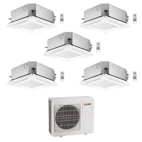 Immagine di Mitsubishi SLZ-M Cassetta a 4 vie R32 Climatizzatore a cassetta penta split inverter | unità esterna 10.2 kW unità interne 9000+9000+9000+9000+9000 BTU MXZ-5F102VF+SLZ-M[25|25|25|25|25]FA2
