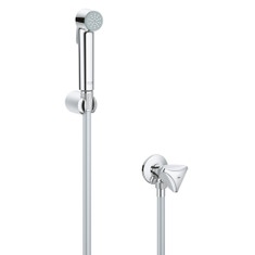 Immagine di Grohe TEMPESTA-F iroscopino 30 con supporto a parete, flessibile Silverflex Long-Life 150 cm e rubinetto a squadra, finitura cromo 26357000