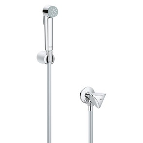 Immagine di Grohe TEMPESTA-F idroscopino 30 con supporto a parete, flessibile Silverflex Long-Life 150 cm e rubinetto a squadra, finitura cromo 26357000
