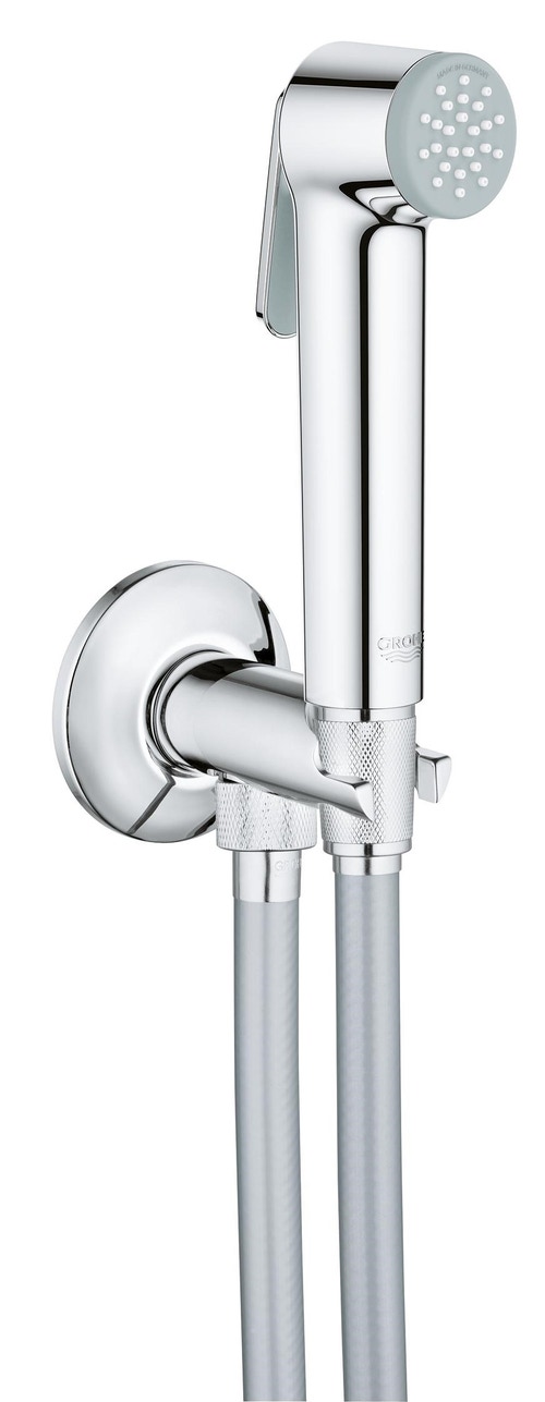 Immagine di Grohe TEMPESTA-F idroscopino 30 con raccordo erogatore con supporto a parete e flessibile Silverflex Long-Life 100 cm, finitura cromo 26358000