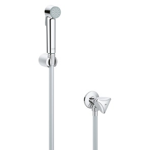 Immagine di Grohe TEMPESTA-F idroscopino 30 con supporto manopola doccia, flessibile Silverflex Long-Life 125 cm e rubinetto a squadra, finitura cromo 27514001