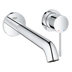 Immagine di Grohe Essence Rubinetto per lavabo a 2 fori con installazione a parete, set di montaggio finale, corpo incasso non incluso, GROHE EcoJoy®, AquaGuide finitura cromo 19967001