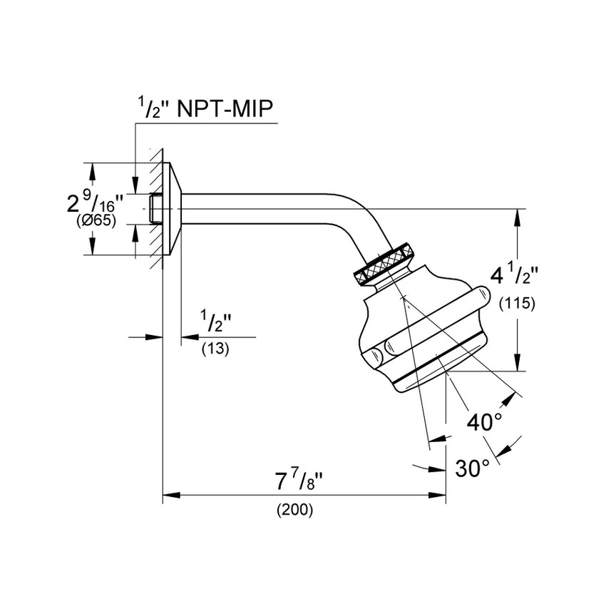 Immagine di Grohe Relexa Braccio doccia sporgenza 203 mm finitura cromo 27412000