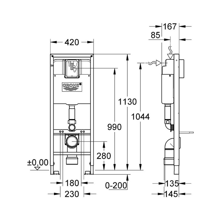 Immagine di Grohe RAPID SL Modulo per vaso sospeso 38675001