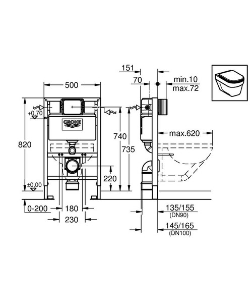 Immagine di Grohe RAPID SL Modulo per vaso sospeso 38526000