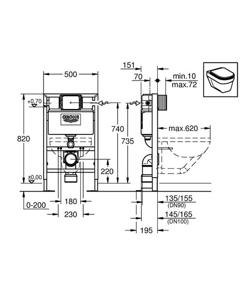 Immagine di Grohe RAPID SL Sistema di installazione per vaso sospeso, 0,82 m, piedistallo con capacità di carico elevato 38587000
