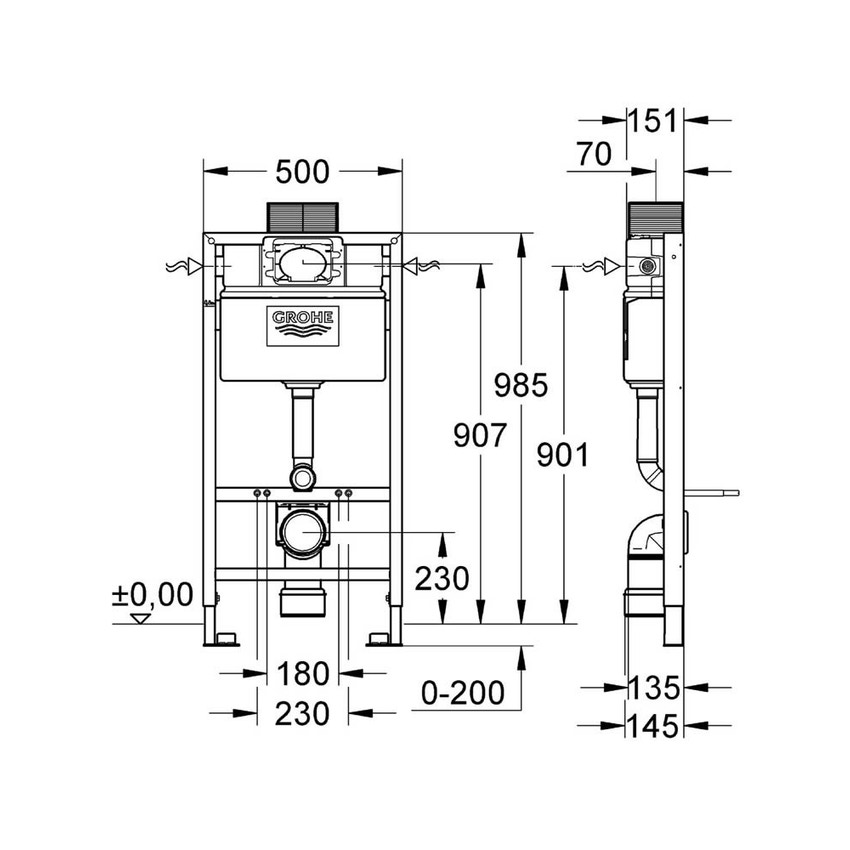 Immagine di Grohe RAPID SL Sistema di installazione per vaso sospeso, 1,00 m 38525001