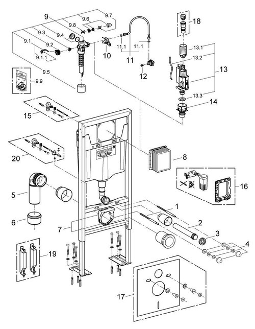Immagine di Grohe RAPID SL Modulo per vaso sospeso 38584001