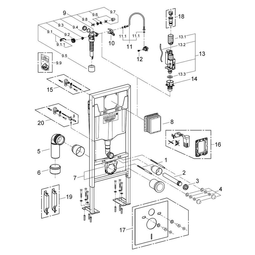 Immagine di Grohe RAPID SL Modulo per vaso sospeso 38584001