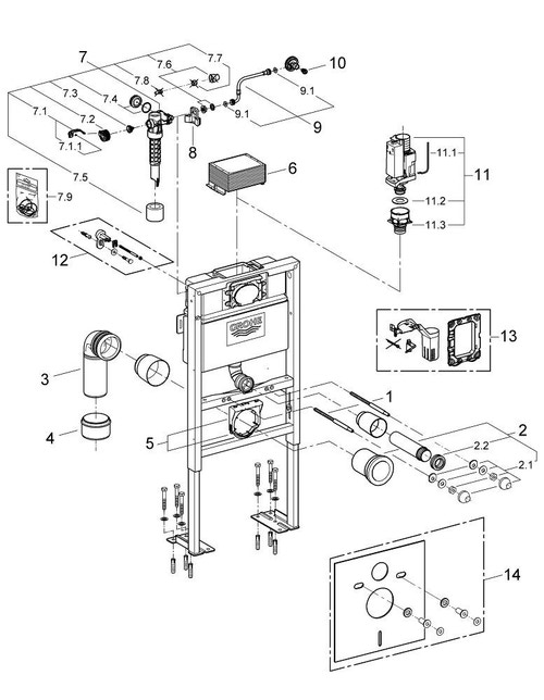 Immagine di Grohe RAPID SL Sistema di installazione per vaso sospeso, 0,82 m, piedistallo con capacità di carico elevato 38587000