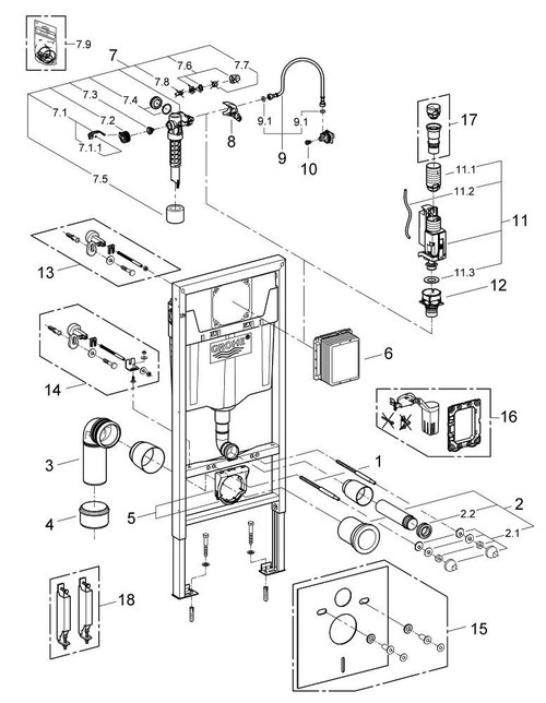 Immagine di Grohe RAPID SL Sistema di installazione per vaso sospeso, 1,13 m 38528001