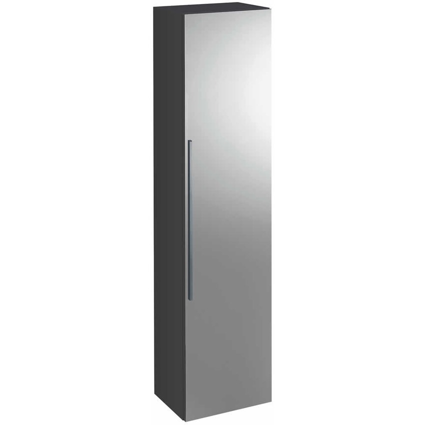 Immagine di Pozzi Ginori Metrica contenitore verticale 150, con anta reversibile a specchio, finitura grigio platino lucido 79803095