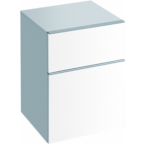 Immagine di Pozzi Ginori Metrica contenitore sospeso 45 completo di due cassetti, finitura bianco lucido 79801083