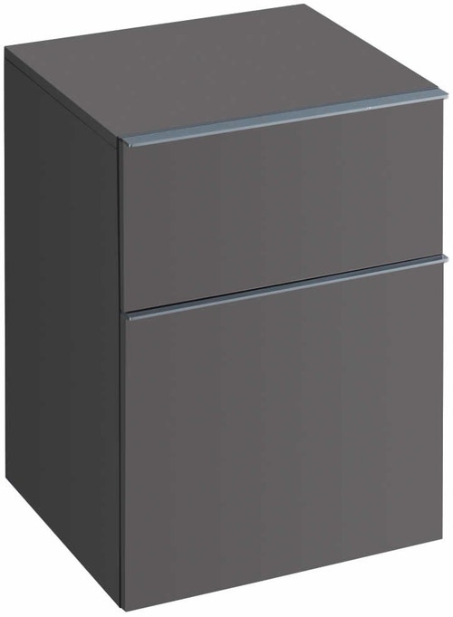 Immagine di Pozzi Ginori Metrica contenitore sospeso 45 completo di due cassetti, finitura grigio platino lucido 79801095