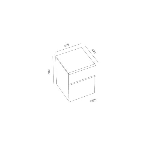 Immagine di Pozzi Ginori Metrica contenitore sospeso 45 completo di due cassetti, finitura grigio platino lucido 79801095