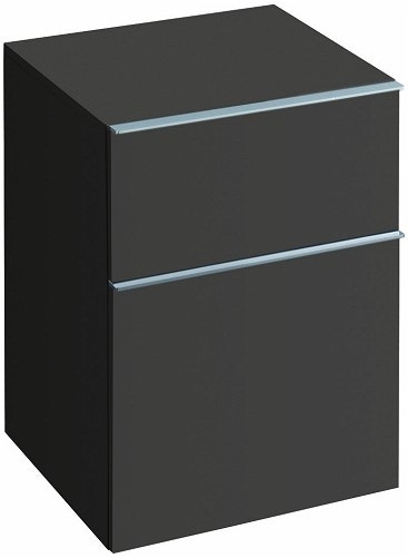 Immagine di Pozzi Ginori Metrica contenitore sospeso 45 completo di due cassetti, finitura grigio lava opaco 79801075