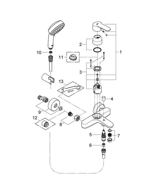 Immagine di Grohe Eurostyle Cosmo Miscelatore Monocomando Vasca Doccia con Dotazione Doccia 33592002