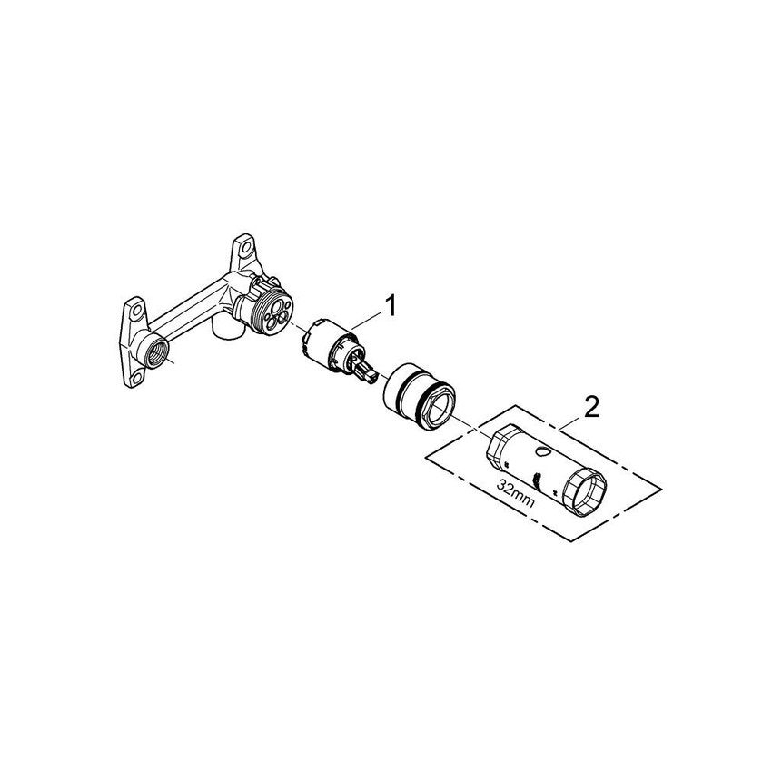Immagine di Grohe Corpo Incasso per Miscelatori Monocomando per Lavabo 2 Fori a Parete 23200000