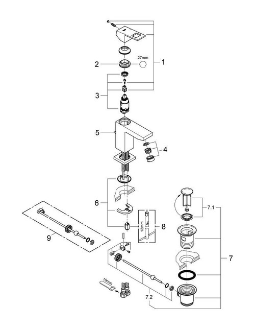 Immagine di Grohe Eurocube Miscelatore Monocomando Lavabo finitura cromo 23127000