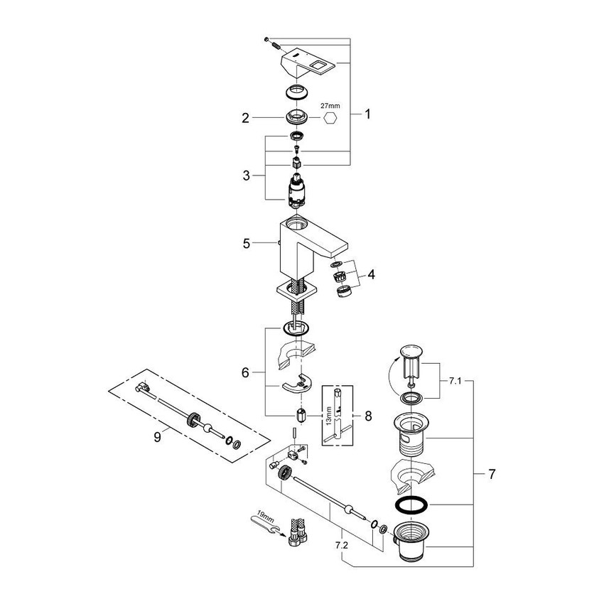 Immagine di Grohe Eurocube Miscelatore Monocomando Lavabo finitura cromo 23127000