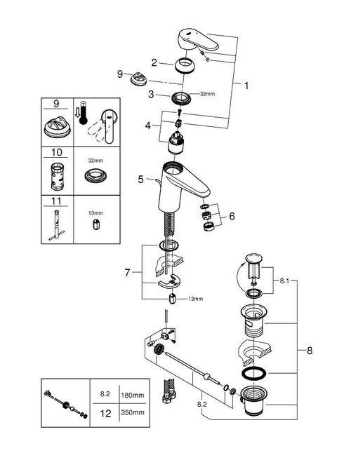 Immagine di Grohe Eurodisc Cosmo Miscelatore Monocomando Lavabo finitura cromo 33190002