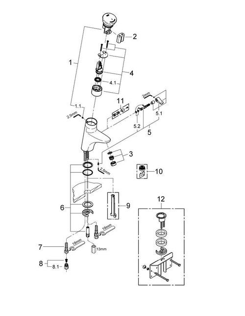 Immagine di Grohe Eurodisc Se Miscelatore Temporizzato Lavabo finitura cromo 36233000