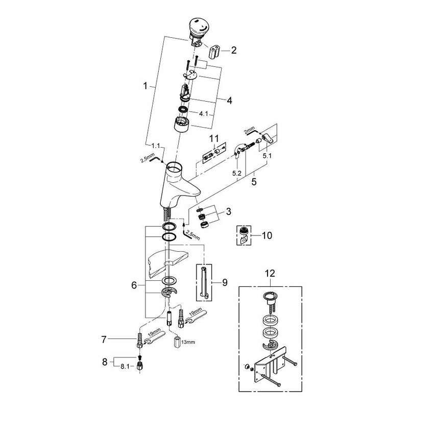 Immagine di Grohe Eurodisc Se Miscelatore Temporizzato Lavabo finitura cromo 36233000