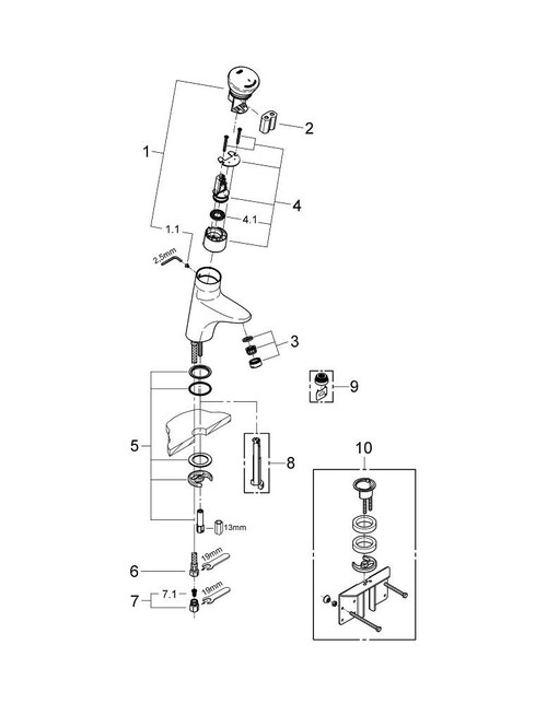 Immagine di Grohe Eurodisc Se Miscelatore Temporizzato Lavabo finitura cromo 36249000