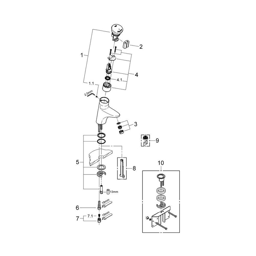 Immagine di Grohe Eurodisc Se Miscelatore Temporizzato Lavabo finitura cromo 36249000