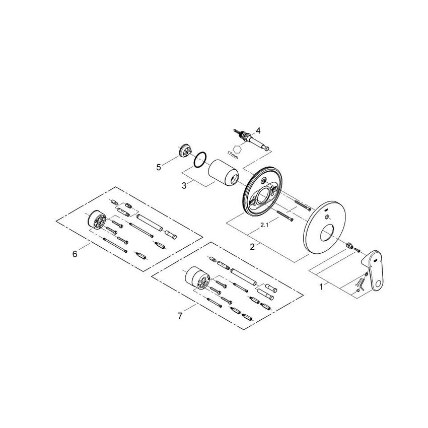 Immagine di Grohe Europlus Miscelatore Monocomando ad Incasso per Vasca-Doccia - Parte Esterna finitura cromo 19536002