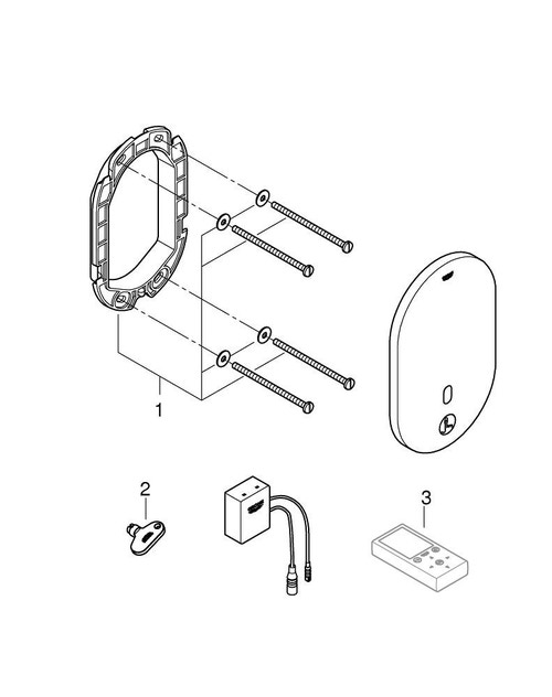 Immagine di Grohe EUROECO COSMOPOLITAN E rubinetto elettronico P.17 cm per lavabo, senza corpo incasso, con Bluetooth e comando ad infrarossi, finitura cromo 36410000