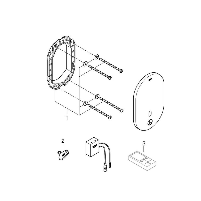 Immagine di Grohe EUROECO COSMOPOLITAN E rubinetto elettronico P.17 cm per lavabo, senza corpo incasso, con Bluetooth e comando ad infrarossi, finitura cromo 36410000