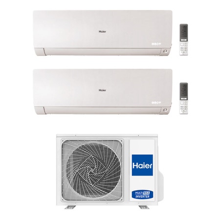 Immagine di Haier FLEXIS PLUS R32 Climatizzatore a parete dual split inverter Wi-Fi bianco | unità esterna 4 kW unità interne 7000+7000 BTU 2U40S2SM1FA+AS[20|20]S2SF1FA-MW3