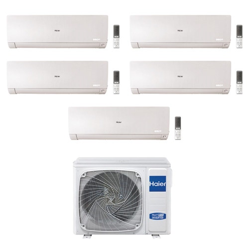 Immagine di Haier FLEXIS PLUS R32 Climatizzatore a parete penta split inverter Wi-Fi bianco | unità esterna 9 kW unità interne 7000+7000+7000+12000+12000 BTU 5U90S2SS3FA+AS[20|20|20|35|35]S2SF1FA-MW3