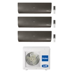 Immagine di Haier FLEXIS PLUS R32 Climatizzatore a parete trial split inverter Wi-Fi nero | unità esterna 7 kW unità interne 7000+7000+18000 BTU 3U70S2SR3FA+AS[20|20|50]S2SF1FA-MB3