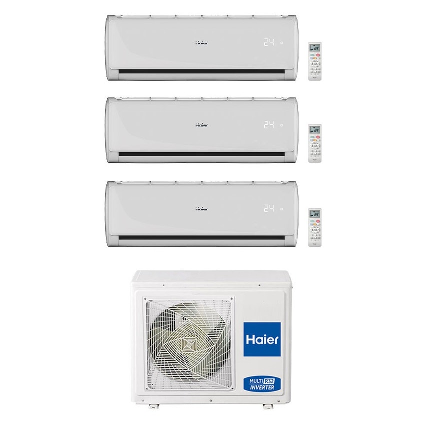 Immagine di Haier TUNDRA PLUS R32 Climatizzatore a parete trial split inverter Wi-Fi bianco | unità esterna 7 kW unità interne 7000+12000+12000 BTU 3U70S2SR3FA+AS[20|35|35]TADHRA-2