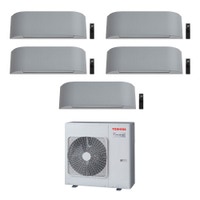 Immagine di Toshiba HAORI R32 Climatizzatore a parete penta split inverter Wi-Fi light gray | unità esterna 10 kW unità interne 10000+10000+10000+10000+10000 BTU RAS-5M34U2AVG-E+RAS-B[25|25|25|25|25]N4KVRG-E