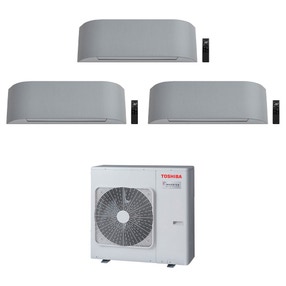 Immagine di Toshiba HAORI R32 Climatizzatore a parete trial split inverter Wi-Fi light gray | unità esterna 7.5 kW unità interne 10000+13000+13000 BTU RAS-3M26U2AVG-E+RAS-B[25|35|35]N4KVRG-E