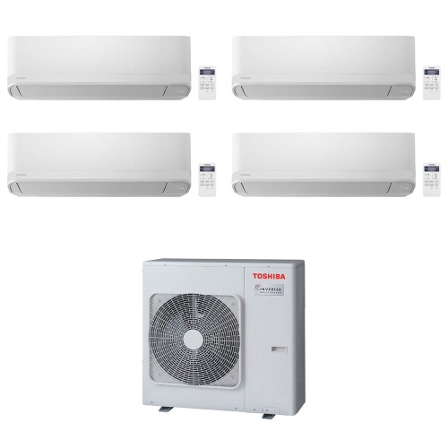 Immagine di Toshiba SEIYA R32 Climatizzatore a parete quadri split inverter bianco | unità esterna 8 kW unità interne 5000+10000+10000+10000 BTU RAS-4M27U2AVG-E+RAS-B[15|25|25|25]J2KVG-E
