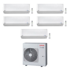 Immagine di Toshiba SUPER DAISEIKAI 9 R32 Climatizzatore a parete penta split inverter bianco | unità esterna 10 kW unità interne 10000+10000+10000+10000+13000 BTU RAS-5M34U2AVG-E+RAS-M[25|25|25|25|35]PKVPG-E