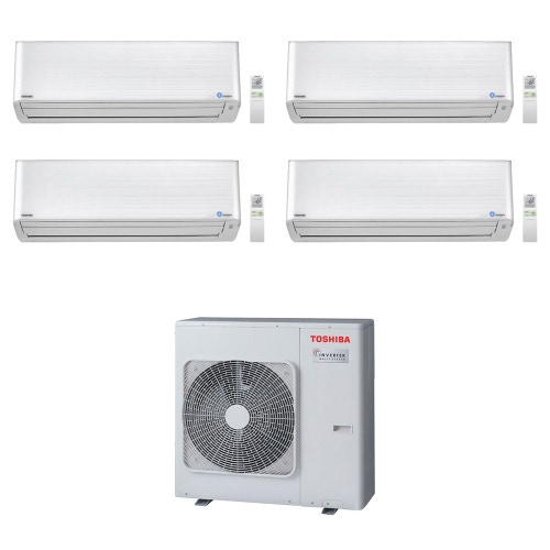 Immagine di Toshiba SUPER DAISEIKAI 9 R32 Climatizzatore a parete quadri split inverter bianco | unità esterna 8 kW unità interne 10000+10000+10000+10000 BTU RAS-4M27U2AVG-E+RAS-M[25|25|25|25]PKVPG-E