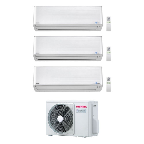 Immagine di Toshiba SUPER DAISEIKAI 9 R32 Climatizzatore a parete trial split inverter bianco | unità esterna 5.2 kW unità interne 10000+10000+10000 BTU RAS-3M18U2AVG-E+RAS-M[25|25|25]PKVPG-E