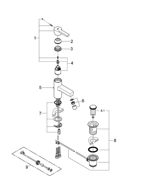 Immagine di Grohe Lineare Miscelatore Monocomando Lavabo finitura cromo 32115000