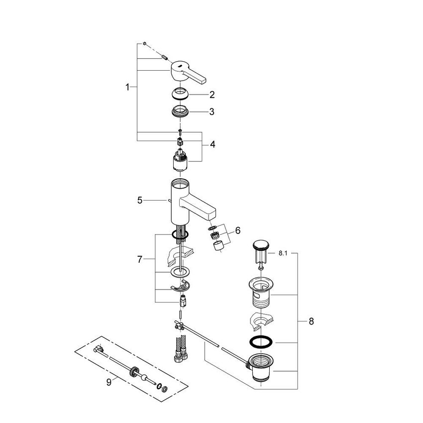 Immagine di Grohe Lineare Miscelatore Monocomando Lavabo finitura cromo 32115000