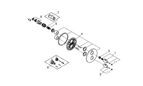 Immagine di Grohe Grohtherm 1000 New Miscelatore termostatico per doccia con deviatore a 2 vie (soffione o manopola) per termostatico da incasso GROHE Rapido T finitura cromo 19985000