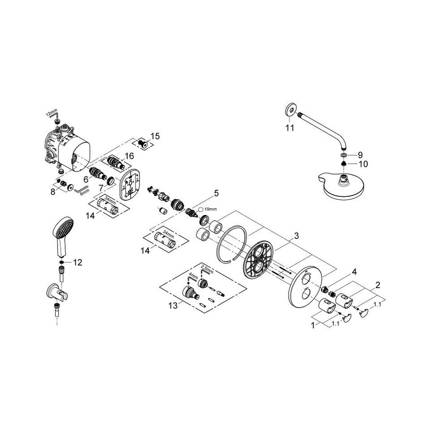 Immagine di Grohe GROHE Grohtherm 2000 New Perfect Shower Set, con rubinetto termostatico finitura cromo 34283001
