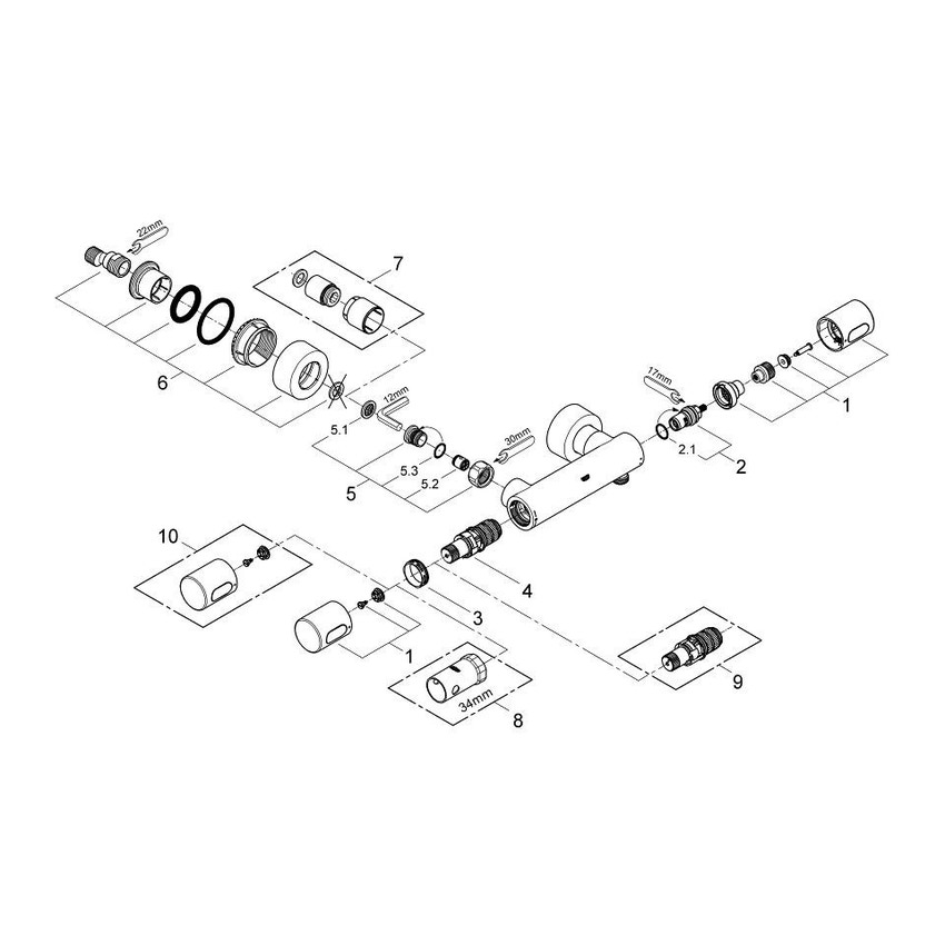 Immagine di Grohe Grohtherm 3000 Cosmo Miscelatore Termostatico per Doccia finitura cromo 34274000